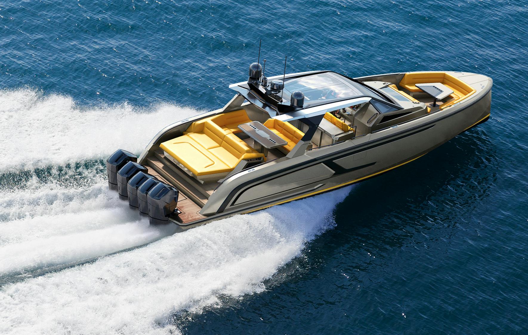 Vanquish Yachts - VQ - GRP - Composite - Mercury - Outboard - Fast - yellow
